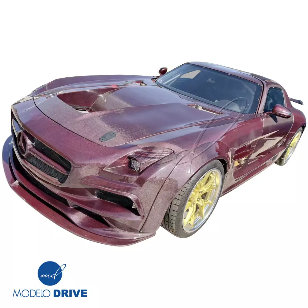 ModeloDrive Carbon Fiber BLK-GT Hood > Mercedes-Benz SLS AMG (R197) 2011-2014 - Image 3