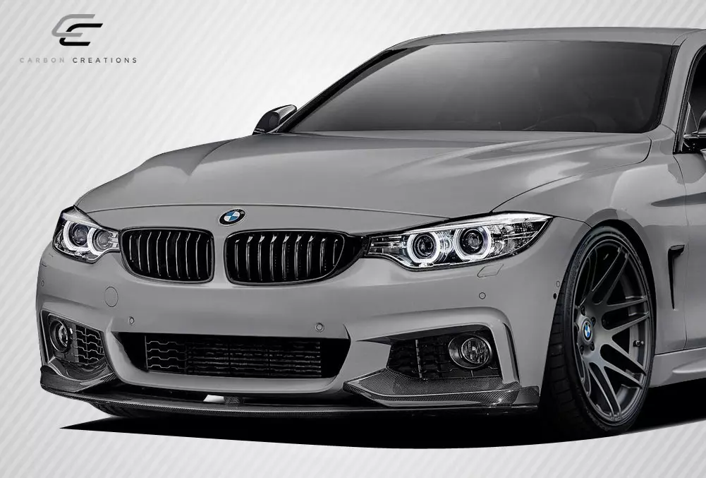 2014-2020 BMW 4 Series F32 Carbon Creations DriTech M Performance Look Front Spoiler Splitters 3 Piece - Image 2