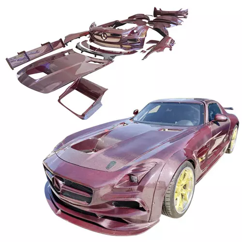 ModeloDrive Carbon Fiber BLK-GT Wide Body Kit w Wing > Mercedes-Benz SLS AMG (R197) 2011-2014 - Image 1