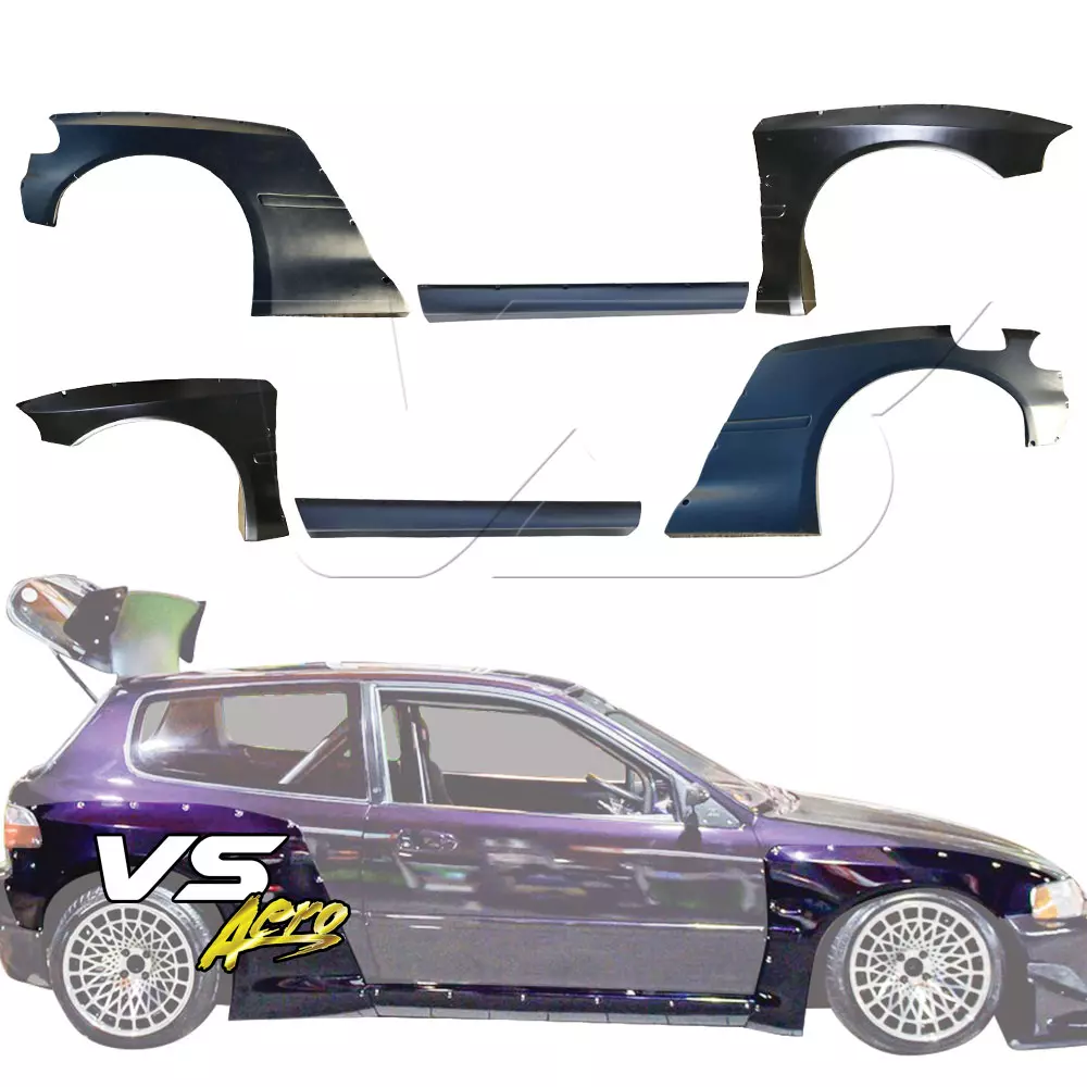VSaero FRP TKYO Wide Body Fenders w Sides Kit > Honda Civic EG 1992-1995 > 3dr Hatchback - Image 3