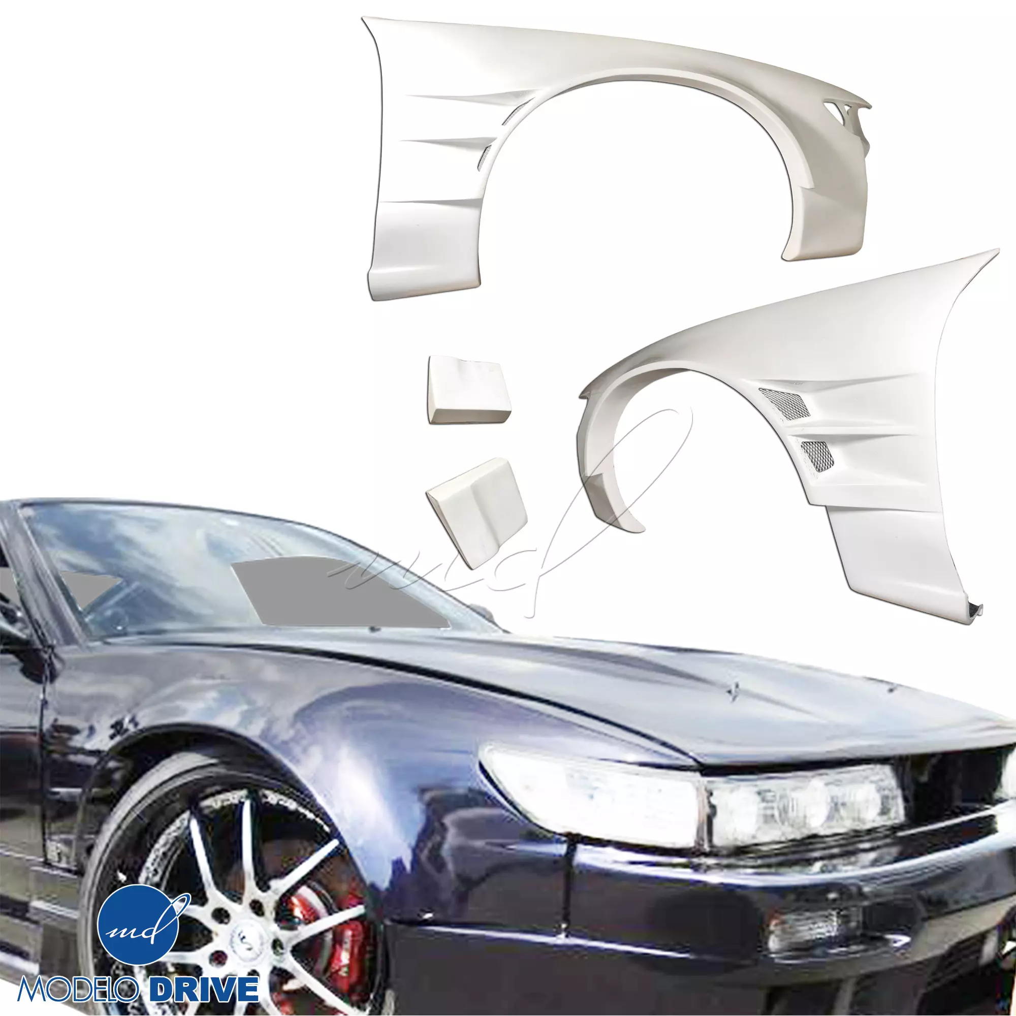ModeloDrive FRP ORI t4 75mm Wide Body Fenders (front) 4pc > Nissan Silvia S13 1989-1994> 2/3dr - Image 2