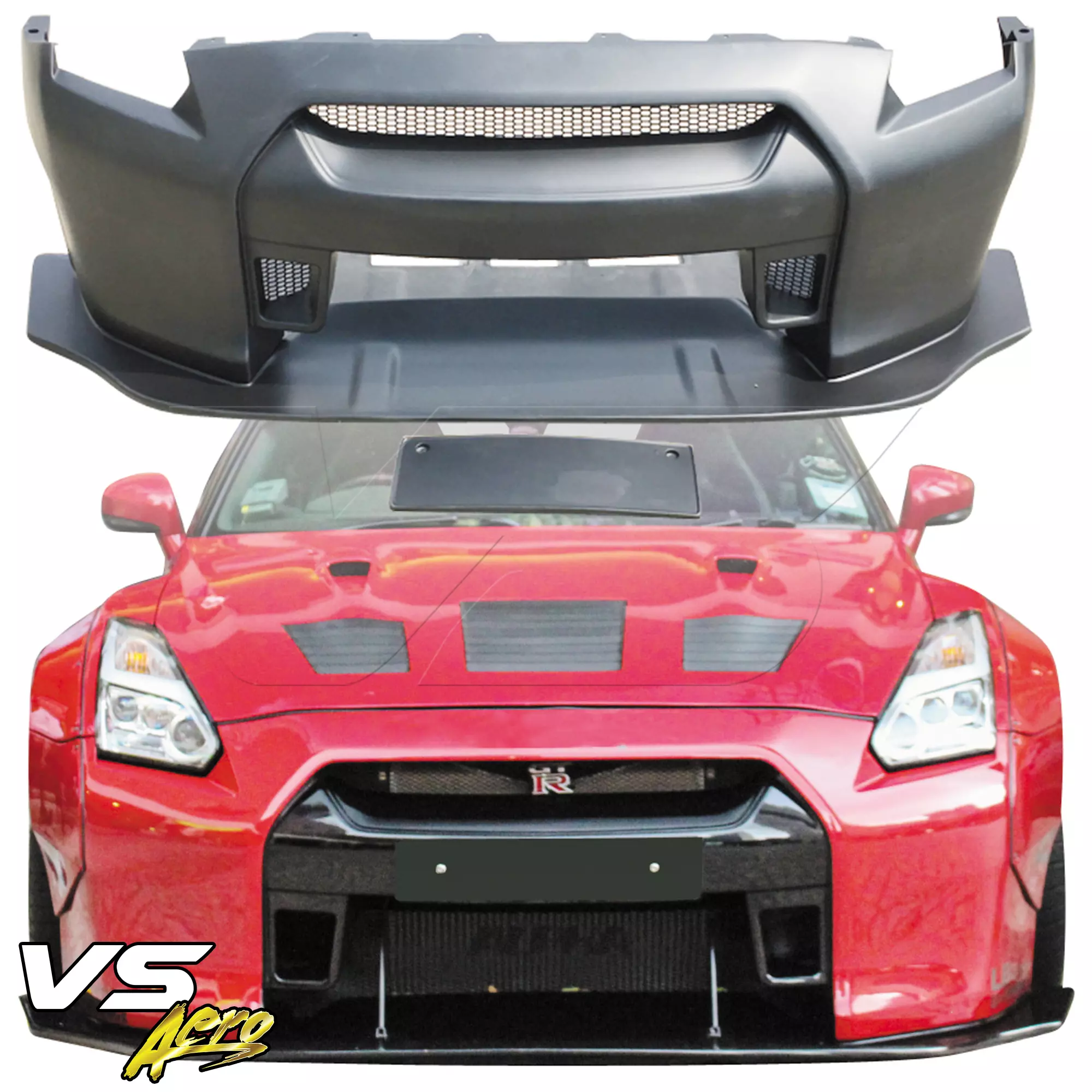 VSaero FRP LBPE v1 Wide Body Front Bumper w Lip > Nissan GT-R GTR R35 2009-2017 - Image 9