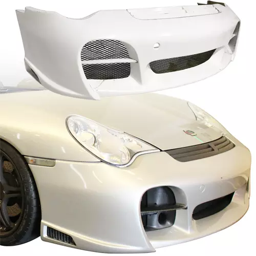 ModeloDrive Carbon Fiber TART GT Front Bumper w Lip Grille > Porsche 911 (996) 2002-2004 - Image 1