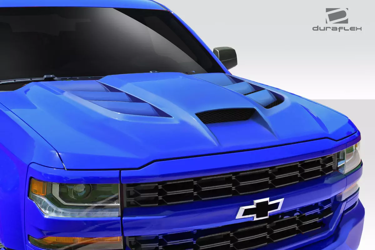 2016-2018 Chevrolet Silverado Duraflex Viper Look Hood 1 Piece - Image 2