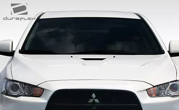 2008-2017 Mitsubishi Lancer / Lancer Evolution 10 Duraflex Evo X Look Hood 1 Piece - Image 3
