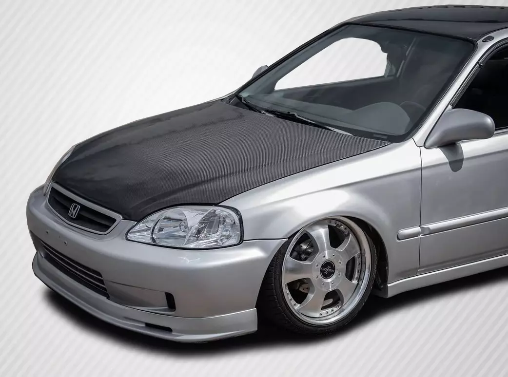 1999-2000 Honda Civic Carbon Creations Dritech OEM Look Hood 1 Piece - Image 1