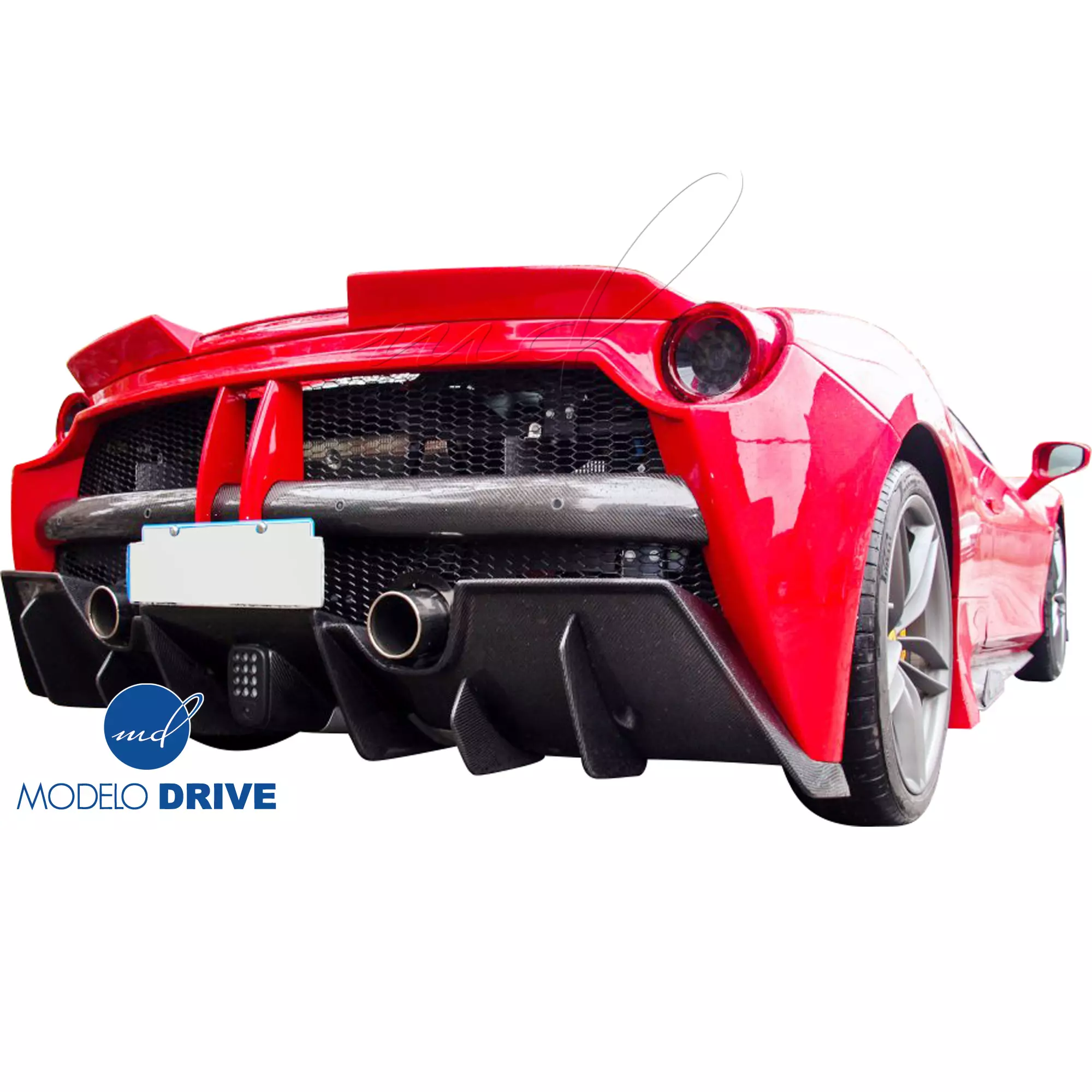ModeloDrive Partial Carbon Fiber MDES Rear Bumper w Diffuser > Ferrari 488 GTB F142M 2016-2019 - Image 2