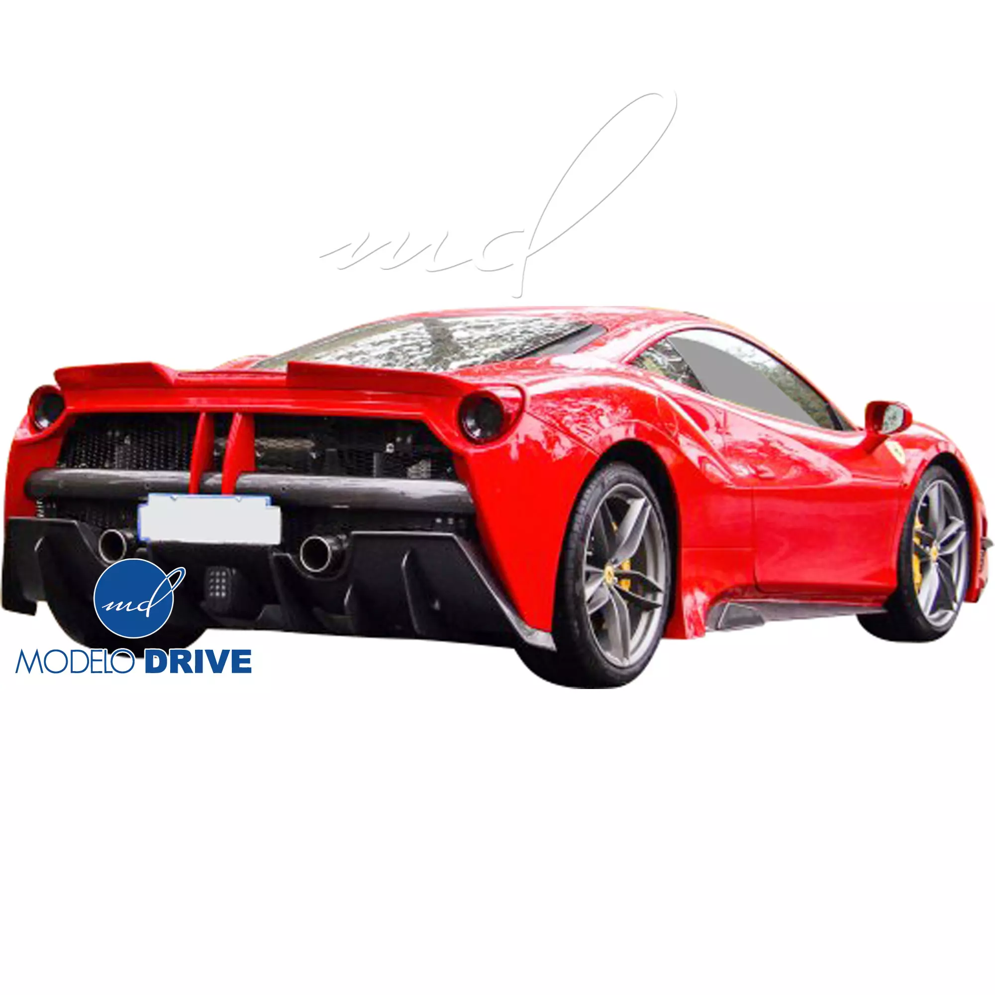 ModeloDrive Partial Carbon Fiber MDES Rear Bumper w Diffuser > Ferrari 488 GTB F142M 2016-2019 - Image 4