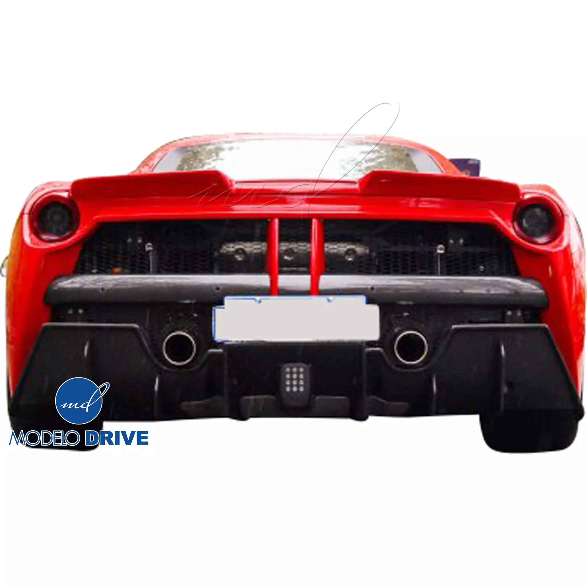 ModeloDrive Partial Carbon Fiber MDES Rear Bumper w Diffuser > Ferrari 488 GTB F142M 2016-2019 - Image 5