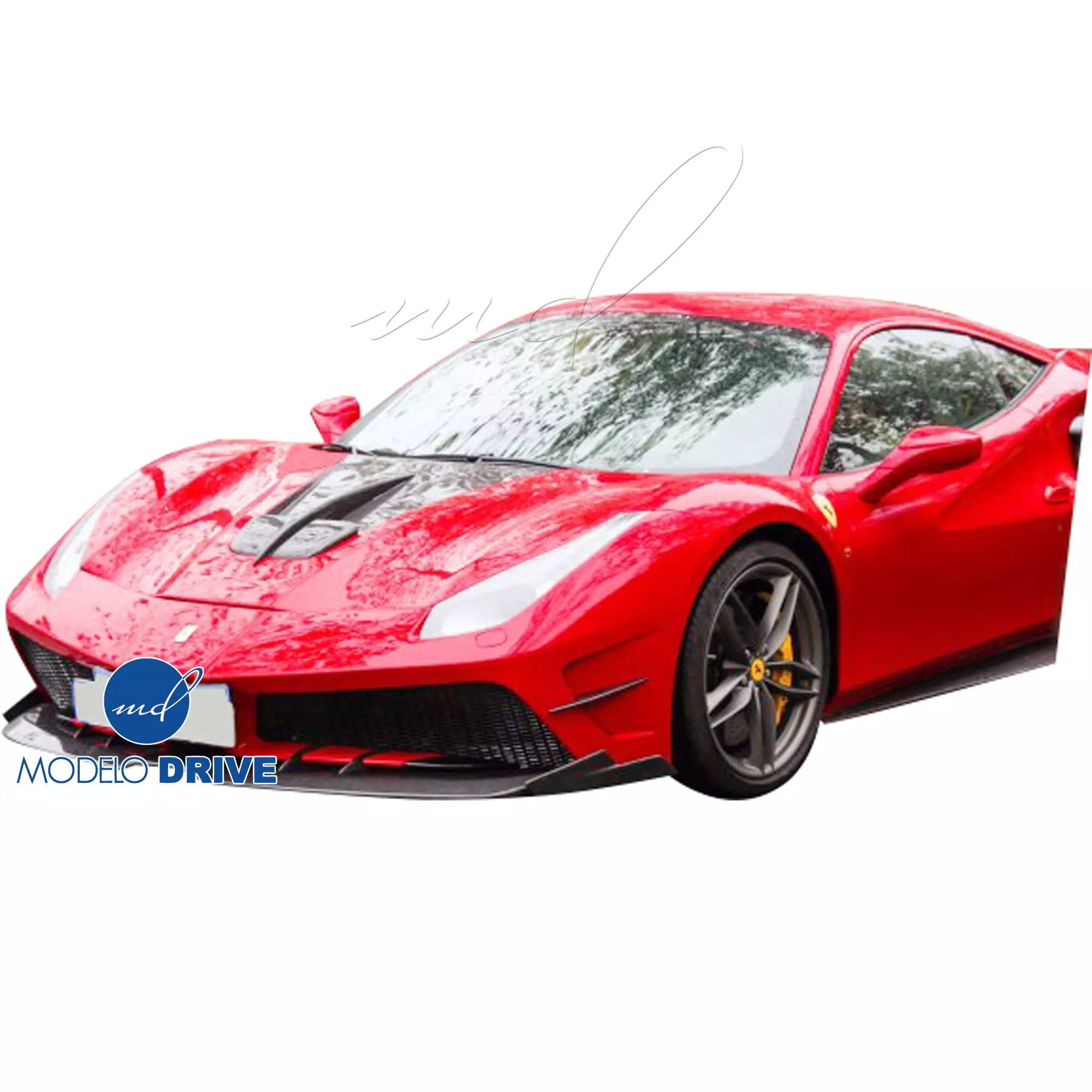 ModeloDrive Partial Carbon Fiber MDES Front Bumper w Splitter > Ferrari 488 GTB F142M 2016-2019 - Image 5