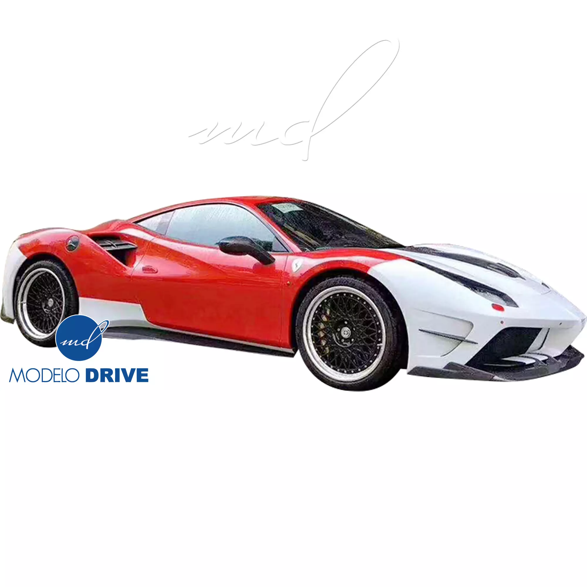 ModeloDrive Partial Carbon Fiber MDES Front Bumper w Splitter > Ferrari 488 GTB F142M 2016-2019 - Image 8